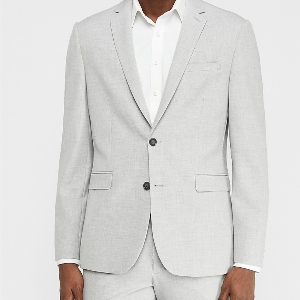 Express Extra Slim Light Gray Luxe Comfort Soft Suit Jacket (36S)